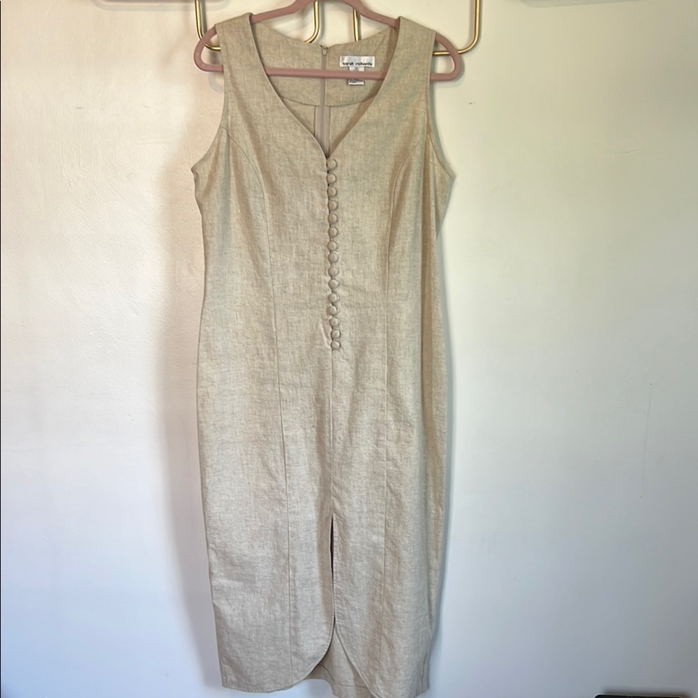 Sarah Richards sz 11/12 Beige Linen/Cotton Maxi Dress